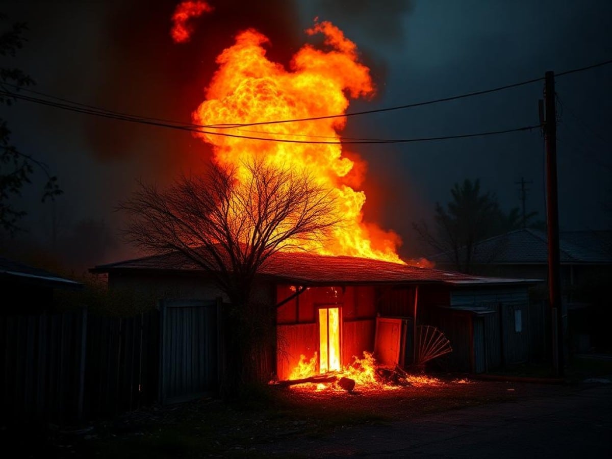 Shocking doorbell footage captures single spark igniting massive fire in seconds on house lawn