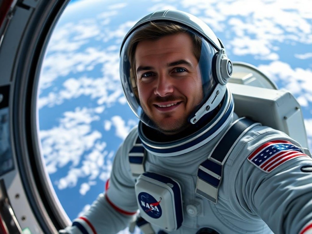 Astronaut Matthew Dominick shows how to record a video with zero gravity