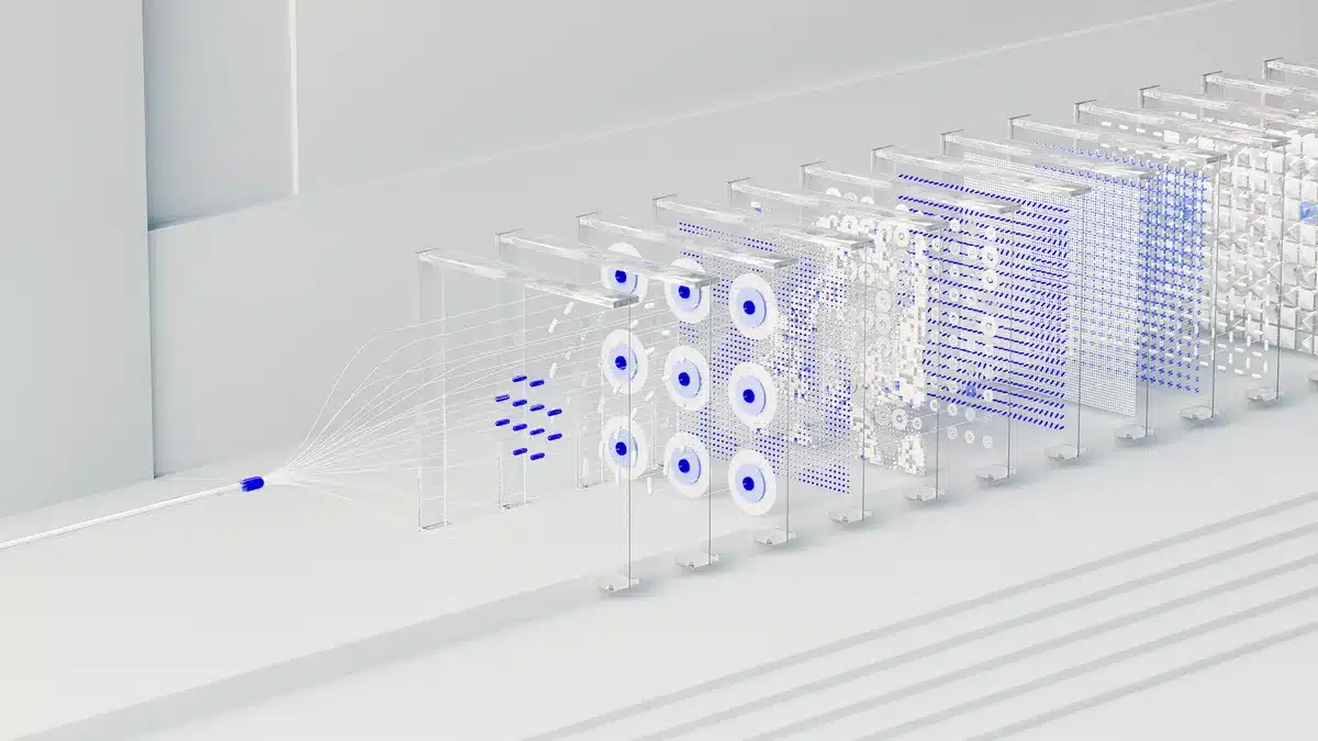 Centro dati con processamento AI e modelli machine learning